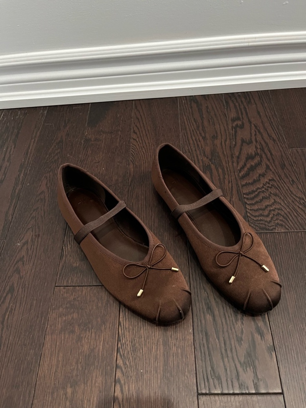 H&M brown satin ballet flat